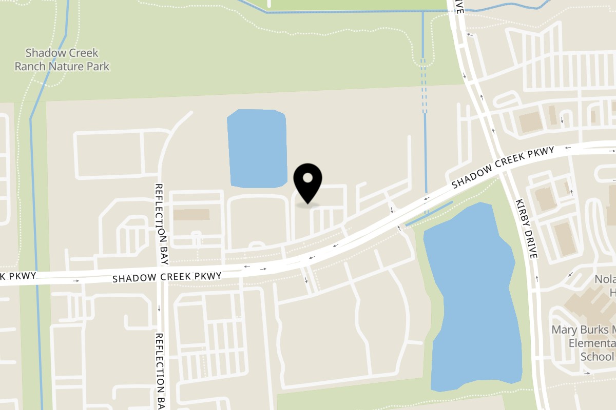 Map showing the location of OMG! Burger Pearland on 11901 Shadow Creek Pkwy in Pearland
