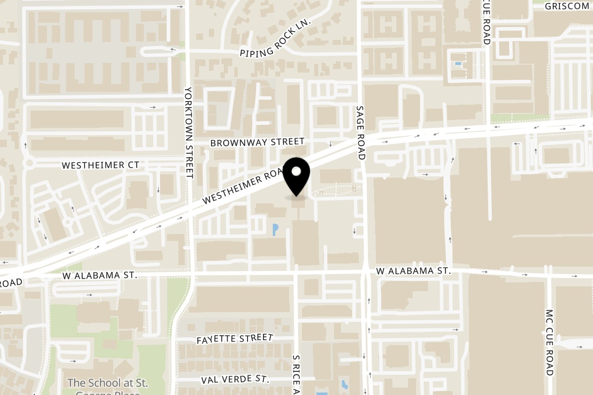 Map showing the location of OMG! Burger Galleria on 5333 Westheimer Rd Ste 101 in Houston