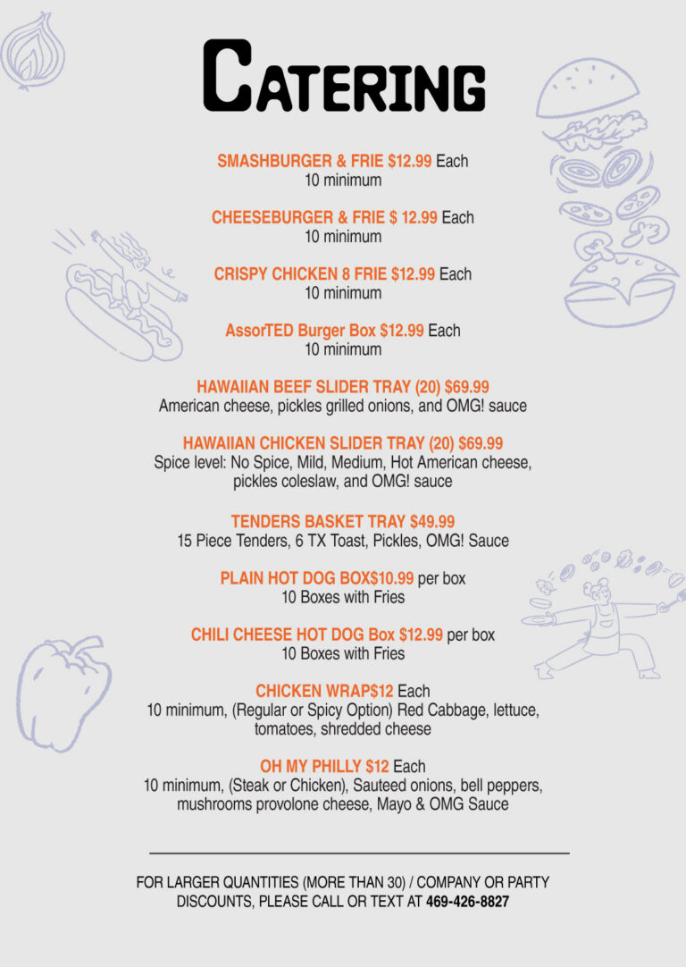 OMG Burger Catering Menu